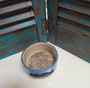 blue and black Mustache Hand Thrown Stoneware Shave Mug
