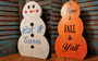 2 Sided Holiday Decor' Happy Fall Y'All / Let It Snow