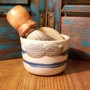 Blue Streak Silver Fox Mustache Hand Thrown Stoneware Shave Mug