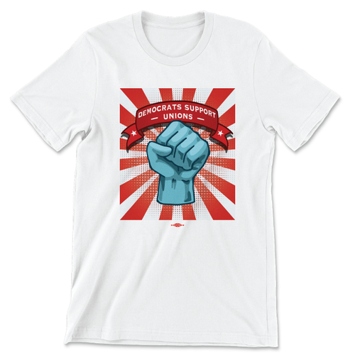 Democrats Support Unions (Unisex White Tee) Democrats Support Unions (Unisex White Tee)