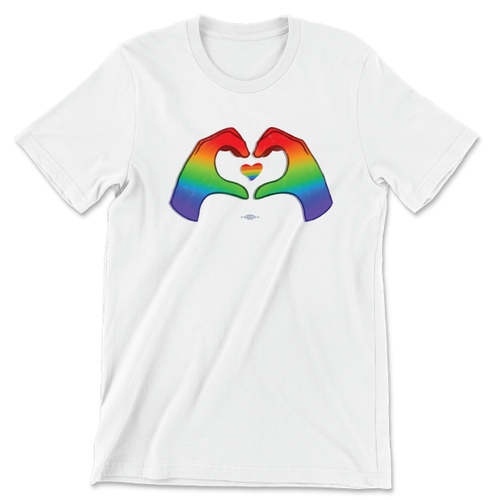 Pride Heart Hands (Unisex White Tee)