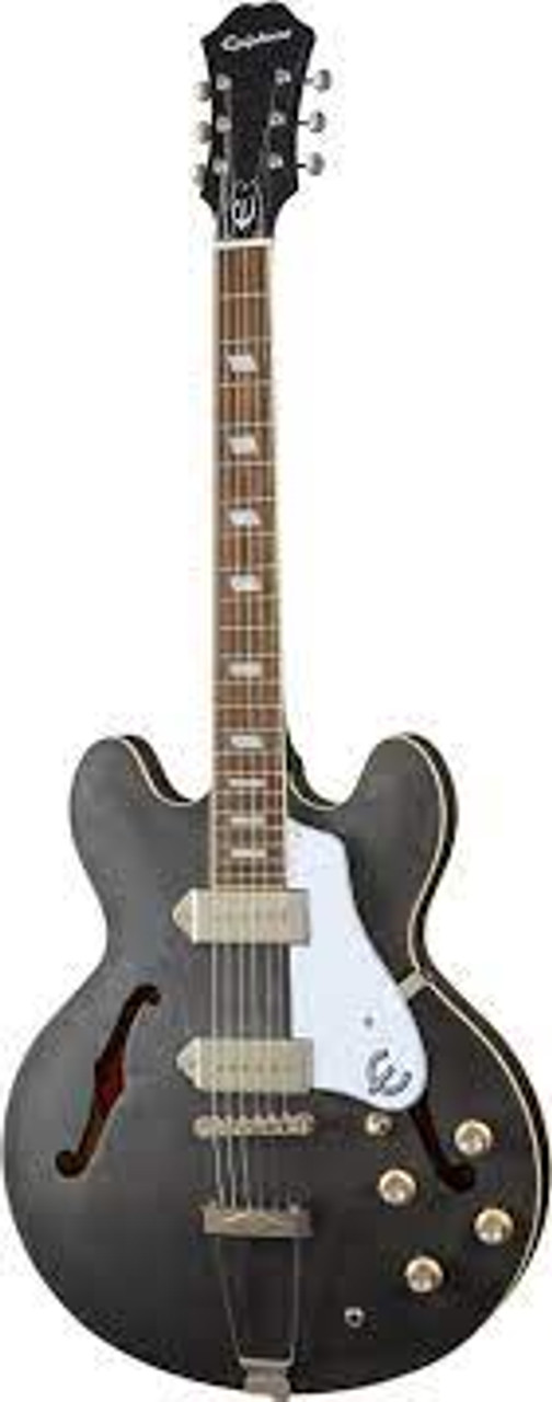 ギター Epiphone Casino Worn WEB (Worn Ebony) Guitare électrique demi-caisse Epiphone Artchop Worn Ebony