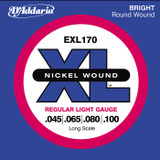 Jeu de Cordes Basse D'addario EXL170 File Rond Nickel 45-100 Jeu de Cordes Basse D'addario EXL170 File Rond Nickel 45-100