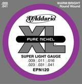 Jeu de Cordes D'addario EPN120 9/41 File Rond