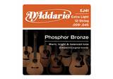 Jeu de Cordes Acoustique D'addario EJ41 Phosphore Bronze  12 Cordes