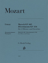 Mozart W.A. Marche K. 445 et Divertimento K. 334 pour 2 cors et cordes  Parties Vent