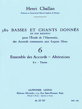 Challan H. 380 Basses et Chants Donnes Vol 6A