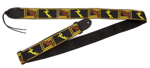 Sangle Fender Monogrammed Jacquard Noire/Jaune/Marron