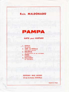 Maldonado R. Pampa Suite N°1 Estilo Guitare