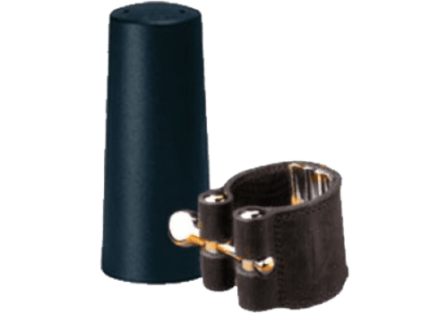 Ligature Saxophone Baryton Vandoren Cuir Avec Couvre Bec Plastique-1