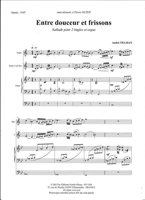 Telman A. Entre Douceur et Frissons 2 Bugles Orgue