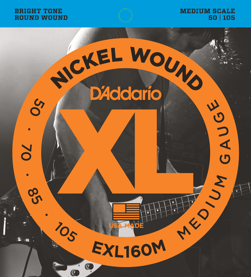 Jeu de Cordes Basse D'addario EXL160M File Rond Medium 50/105