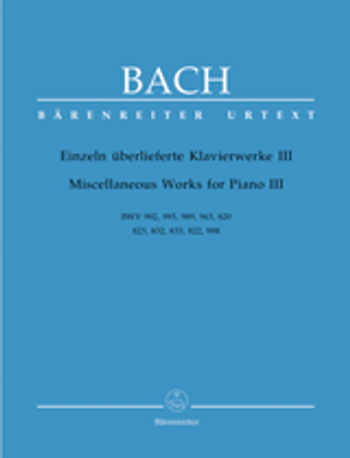 Bach J.s. Miscellaneous Works Vol 3 Piano Bach J.s. Miscellaneous Works Vol 3 Piano