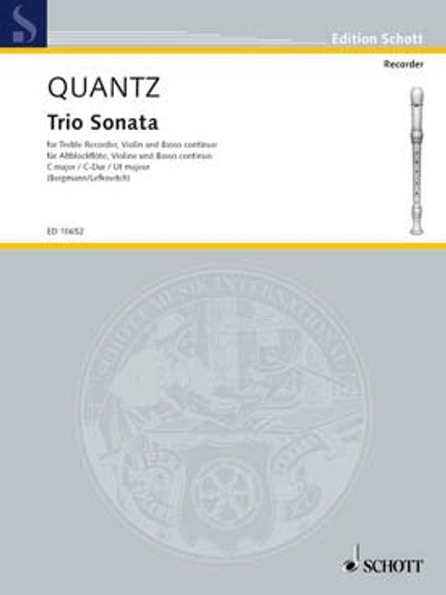 Quantz J.j. Trio Sonate DO Majeur Flute A Bec Alto , Violon OU Hautbois et B.c.