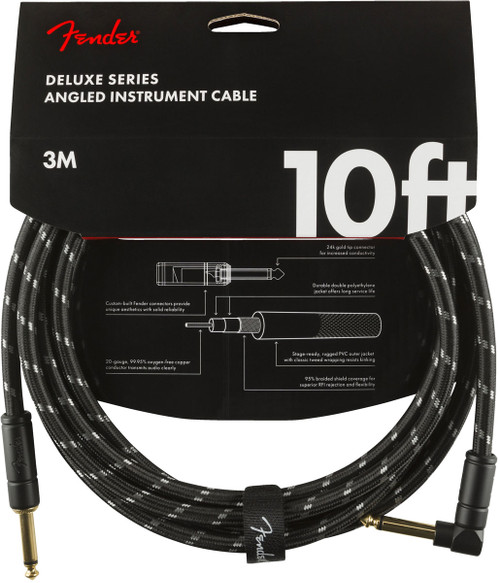Cordon Jack Fender Deluxe Series Straight/angle 10' Black Tweed