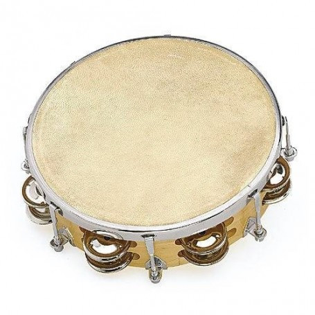 Tambourin Peau Naturelle 20 CM Avec Cymbalettes