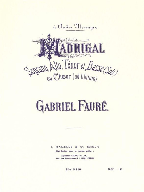 Faure G. Madrigal OP 35 Choeur Piano