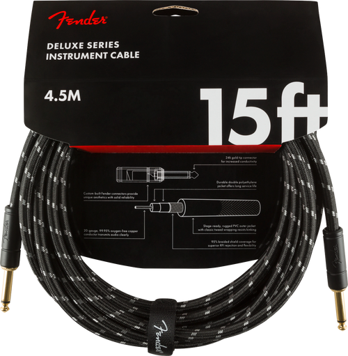 Cordon Jack Fender Deluxe Series Straight/straight 15' Black Tweed