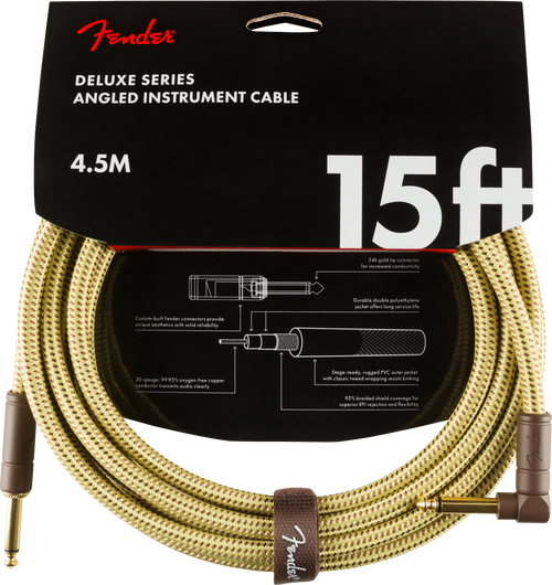 Cordon Jack Fender Deluxe Series Straight/angle 15' Tweed