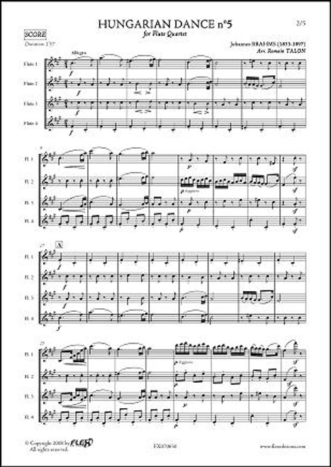 Brahms J. Danse Hongroise N°5 4 Flutes