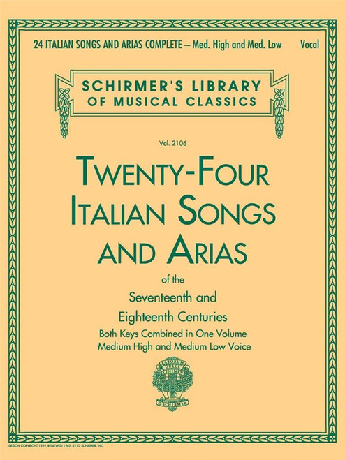 24 Italian Songs And Arias OF The 17ME et 18ME Siecle Mediium And Medium Low