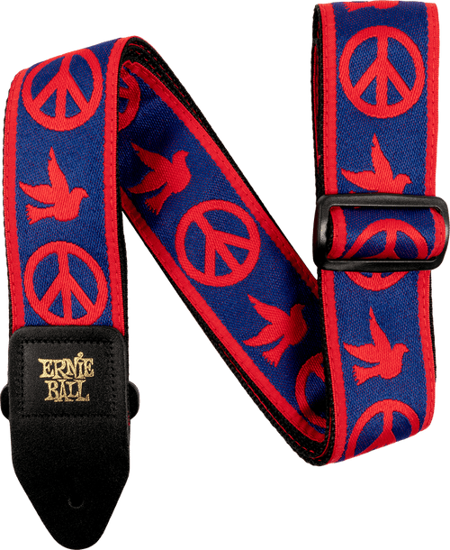 Sangle Ernie Ball 4698 Peace Love Dove Rouge et Bleu
