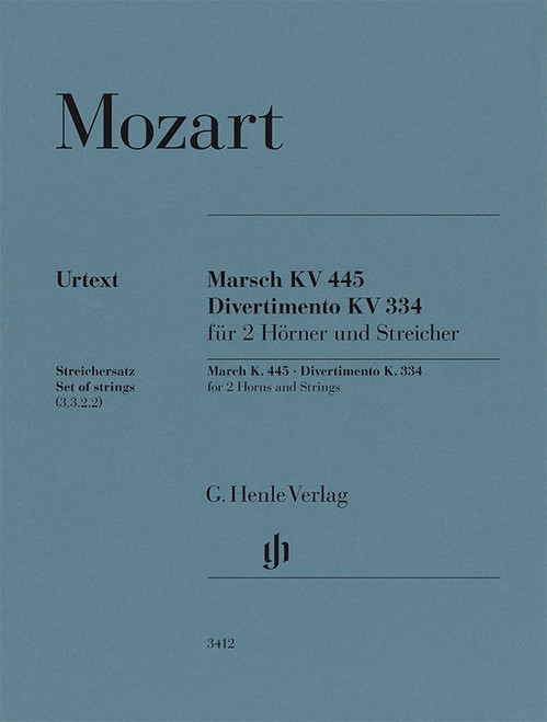 Mozart W.A. Marche K. 445 et Divertimento K. 334 pour 2 cors et cordes  Parties Cordes