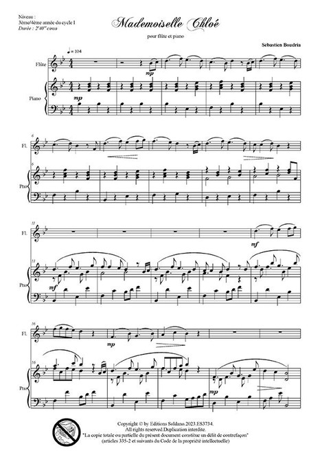 Boudria S. Mademoiselle Chloé Flute