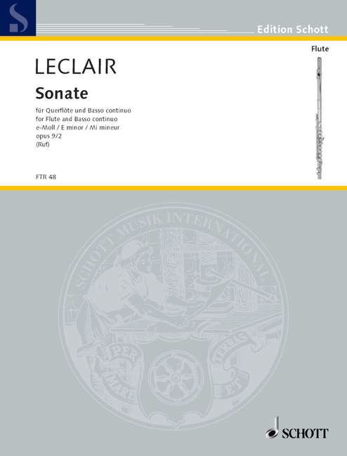 Leclair J.m. Sonate MI Mineur OP 9/2 Flute