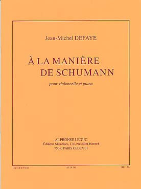 Defaye J.m. A la Maniere de Schumann Violoncelle