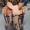 New Jackson Stock Saddle by Fort Worth Saddle Co with 13.5 inch seat. Hermann Oak leather. 6 gear strings. Roughoutwith barbwire and floral border tooling. Secure pencil roll seat. Gullet size is 7.5 inch, weight is 26lbs, and skirt is 26 inch. Made in USA. Limited lifetime warranty.

S1438