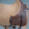 New Cutting Saddle by Fort Worth Saddle Co with 16 inch seat. Hermann Oak leather. Roughout contact points and skirt. Hand tooled rear chassis, cantle, and pommel. Gullet size is 7.25 inch, weight is 36lbs, and skirt is 28.5 inch. Made in USA. Limited lifetime warranty.

S1492