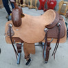 New Cutting Saddle by Fort Worth Saddle Co with 15.5 inch seat. Hermann Oak leather. Roughout contact points and skirt. Hand tooled rear chassis, cantle, and pommel. Gullet size is 7.5 inch, weight is 36lbs, and skirt is 28.5 inch. Made in USA. Limited lifetime warranty.

S1493