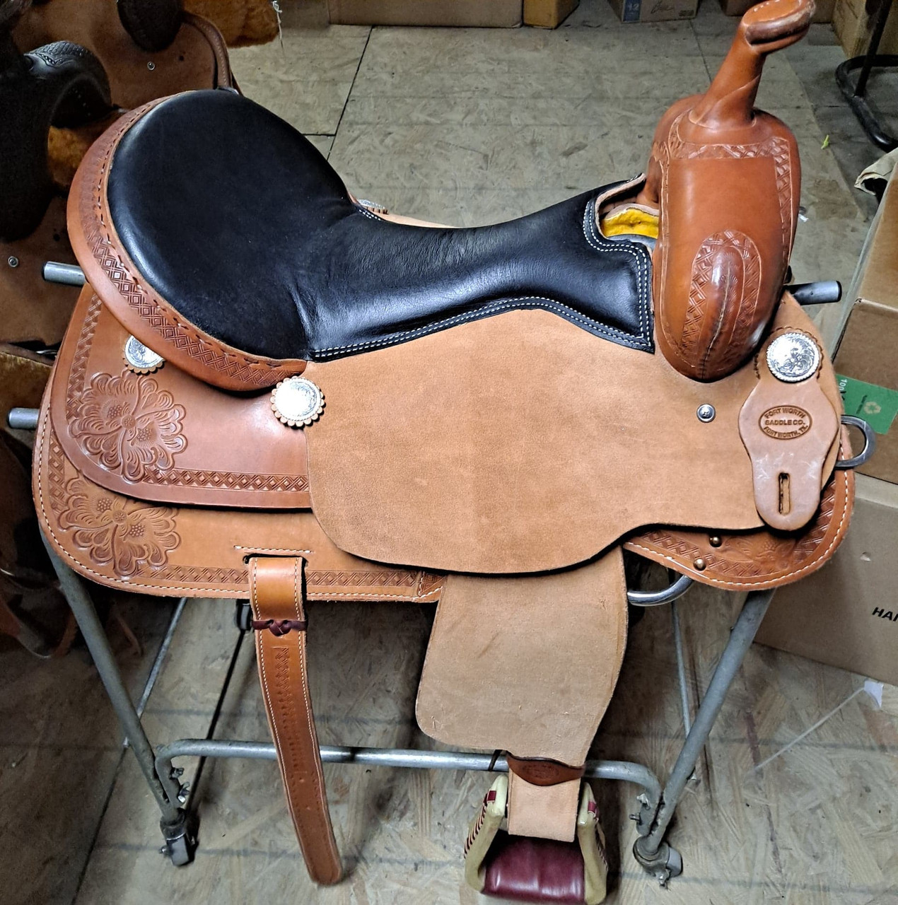 New Trail or Pleasure Saddle by Fort Worth Saddle Co with 16 inch seat. S1591