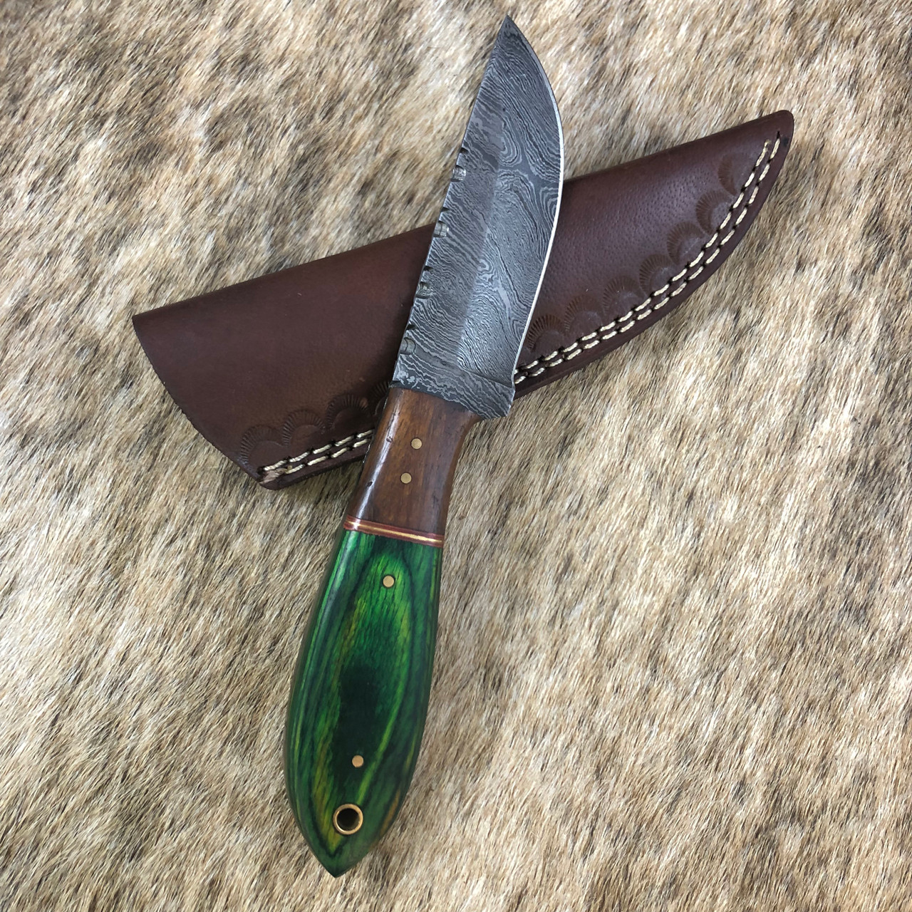 Custom Made Damascus Steel Fixed Blades Cowboy knife with Handmade