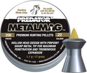 Predator Metalmag Pellets, .22 Cal, 17 Grains, Pointed, 200ct 0.22