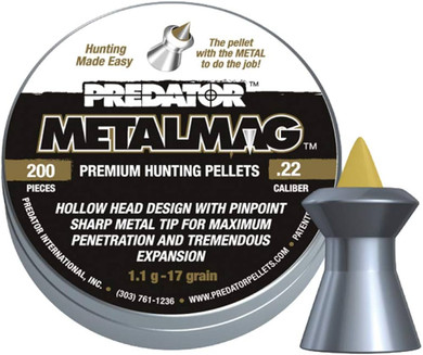 Predator Metalmag Pellets, .22 Cal, 17 Grains, Pointed, 200ct 0.22