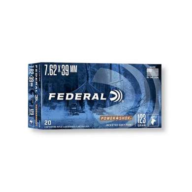 Federal Premium Power-shok 7.62x39 Mm 123 Grain Jacketed Soft Point Centerfire Rifle Ammo, 20 Rounds, 76239b
