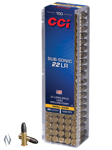 Cci 22lr Subsonic 40gr Hp 100 Pk 1050fps