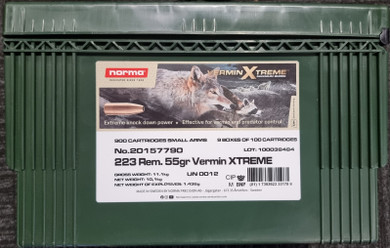 Norma 223 55gr Rem Vermin Xtreme Hp 900pc Ammo Can Of 900