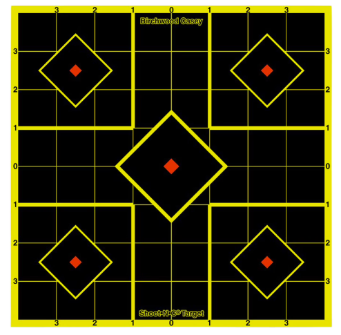 Birchwood Casey 34175 Shoot-n-c Sight-in 17.75 Self-adhesive 5-diamond Target 5 Pack Black