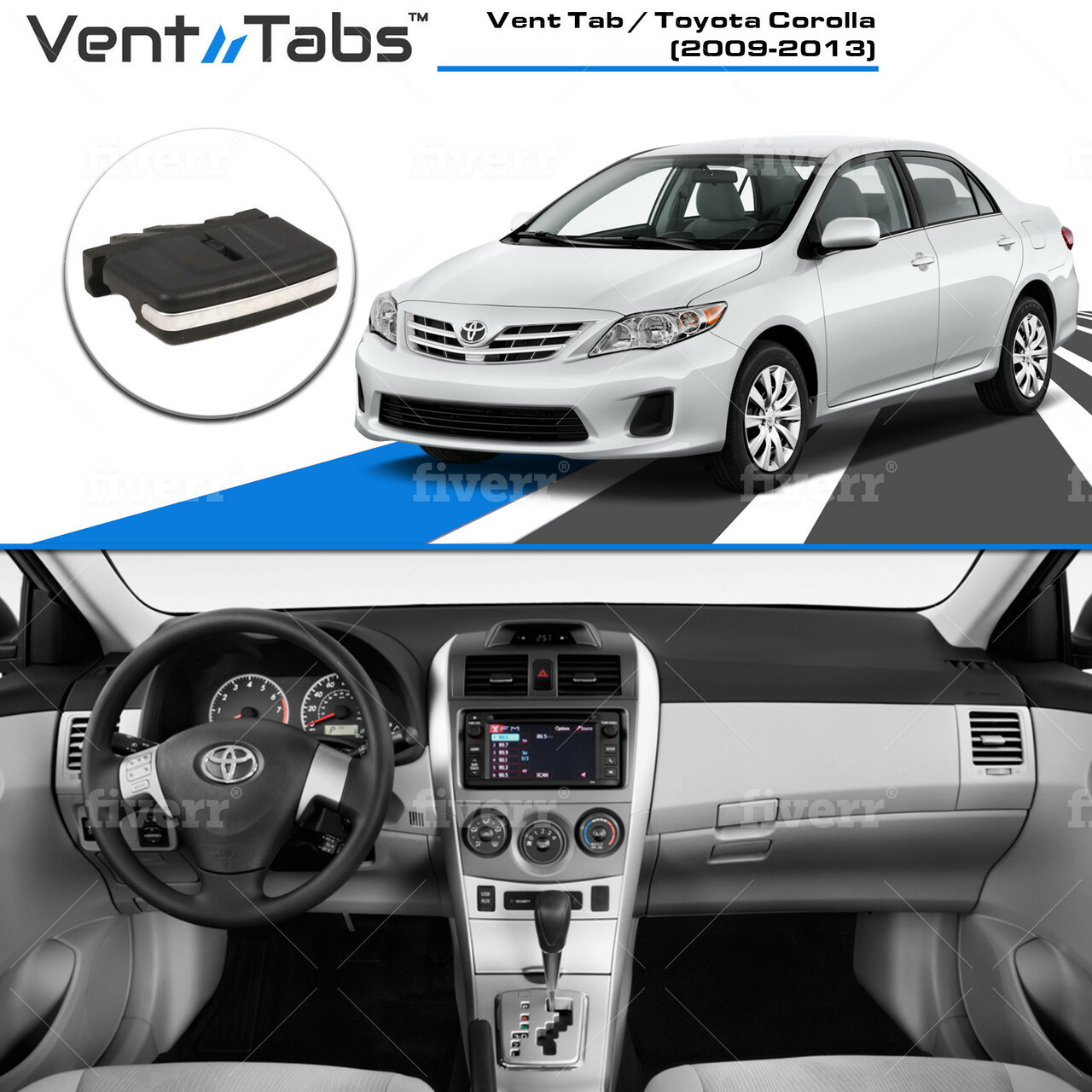 Venttabs for Toyota Corolla American Design Vent Outlet Tab Clip No Screws or Tools Required Air Conditioning Vent Replacement Tab30-Second Installation Easy Clip on 2009-2013 