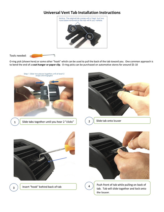 Vent Tabs AC Vent Clips Hyundai Accent (20112015) for AC Air VEnt repair