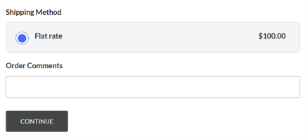 Radio button is selected for flat rate shipping for $100.