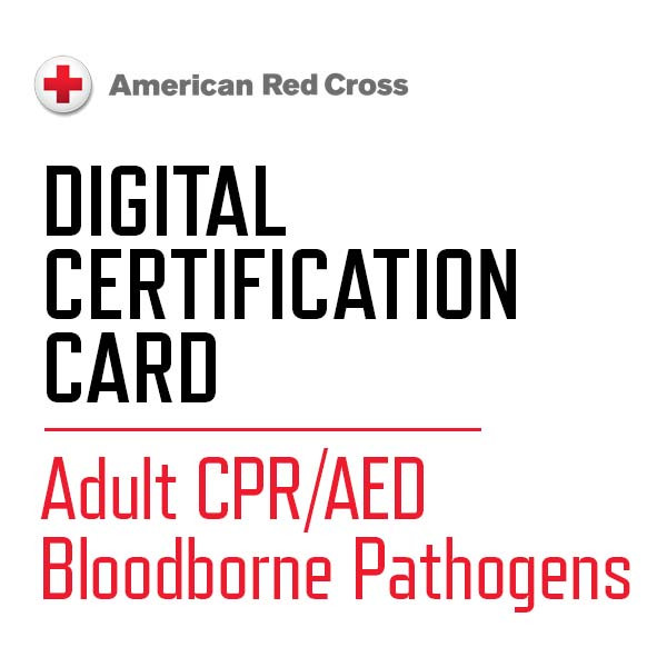 Red Cross | Digital Certification Card |  Adult CPR / AED & Bloodborne Pathogens