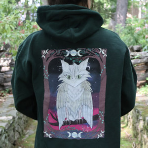 unisex hoodie featuring cat and owl criptid art whimsigoth design unisex hoodie featuring cat and owl criptid art whimsigoth design