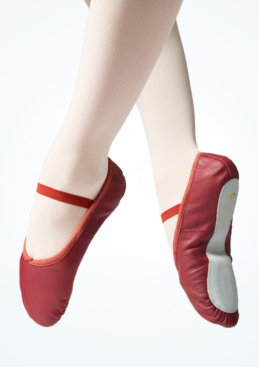 Tappers & Pointers Full Sole Leather Ballet Shoes - Red | Move
