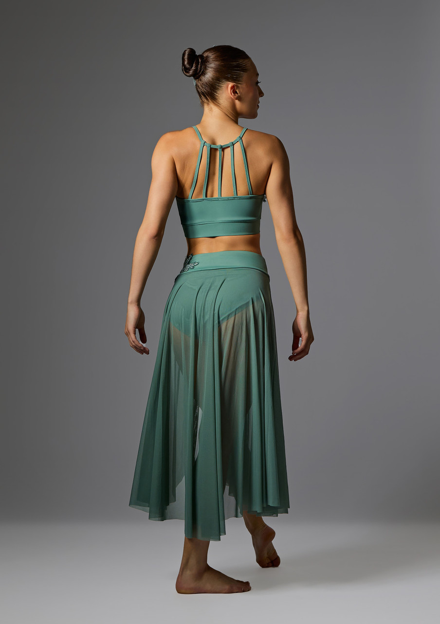 green lyrical dress Long Sleeve Midi Sequin Gathered Panel Dress