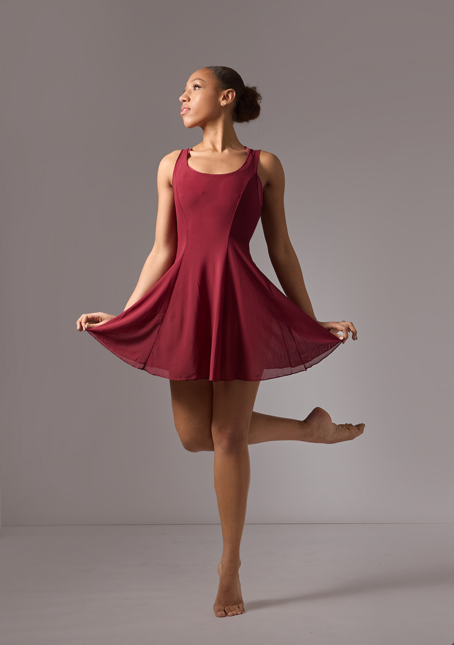 Move Dance Evie Mesh Cover Up Dress - Burgundy - Large Move Dance Evie Mesh Cover Up Dress - Burgundy - Large