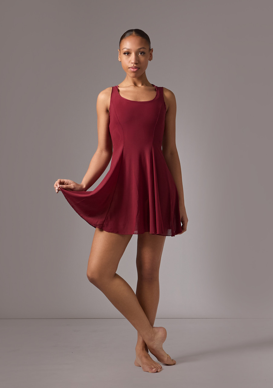 Move Dance Evie Mesh Cover Up Dress - Burgundy - Large Move Dance Evie Mesh Cover Up Dress - Burgundy - Large